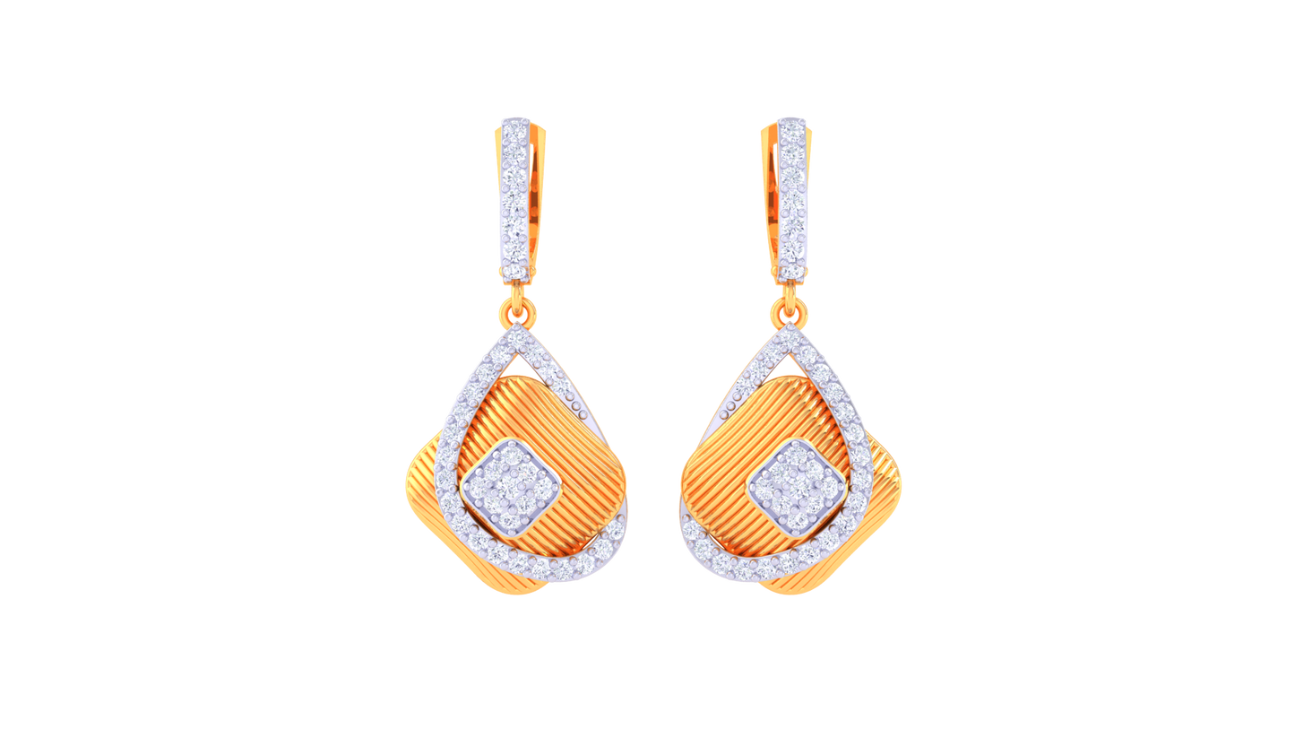 Cascading Charm Hoop Earring In Yellow Gold - 0.64 Ct Diamonds