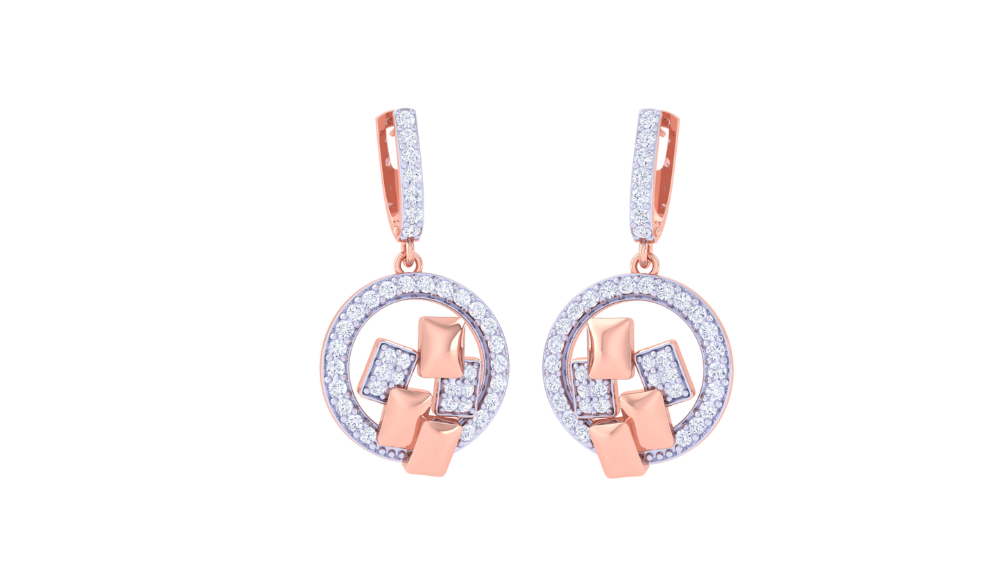 Geometric Spark Hoop Earrings With Gold - 0.72 Ct Diamonds