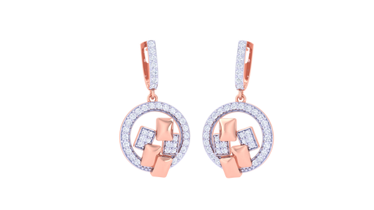 Geometric Spark Hoop Earrings With Gold - 0.72 Ct Diamonds