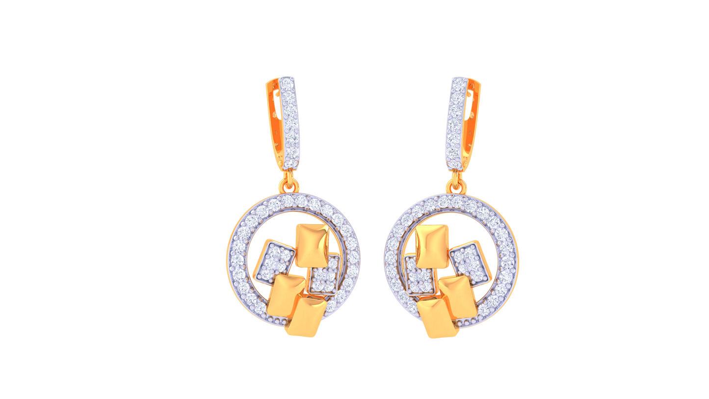 Geometric Spark Hoop Earrings With Gold - 0.72 Ct Diamonds