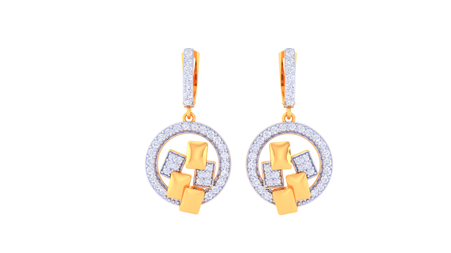 Geometric Spark Hoop Earrings With Gold - 0.72 Ct Diamonds
