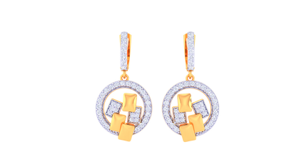 Geometric Spark Hoop Earrings With Gold - 0.72 Ct Diamonds