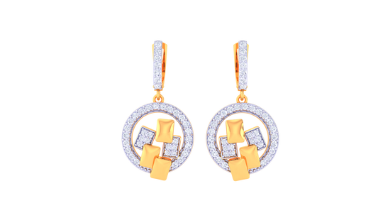 Geometric Spark Hoop Earrings With Gold - 0.72 Ct Diamonds
