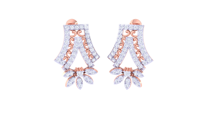 Floral Elegance Drop Earrings In Dual-Tone Gold Finish - 0.82 Ct Diamonds