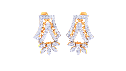 Floral Elegance Drop Earrings In Dual-Tone Gold Finish - 0.82 Ct Diamonds