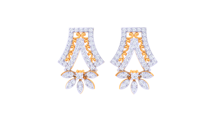 Floral Elegance Drop Earrings In Dual-Tone Gold Finish - 0.82 Ct Diamonds