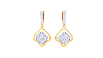 Curved Frame Hoop Earrings In Gold - 0.61 Ct Centered Diamond Motif