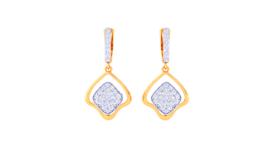 Curved Frame Hoop Earrings In Gold - 0.61 Ct Centered Diamond Motif