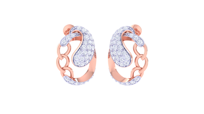 Paisley Loop Stud Earrings In Dual-Tone Gold Finish - 0.58 Ct Diamonds