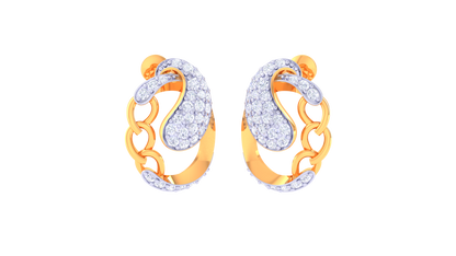 Paisley Loop Stud Earrings In Dual-Tone Gold Finish - 0.58 Ct Diamonds