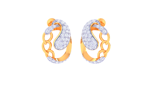 Paisley Loop Stud Earrings In Dual-Tone Gold Finish - 0.58 Ct Diamonds