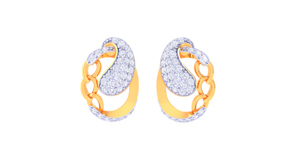 Paisley Loop Stud Earrings In Dual-Tone Gold Finish - 0.58 Ct Diamonds