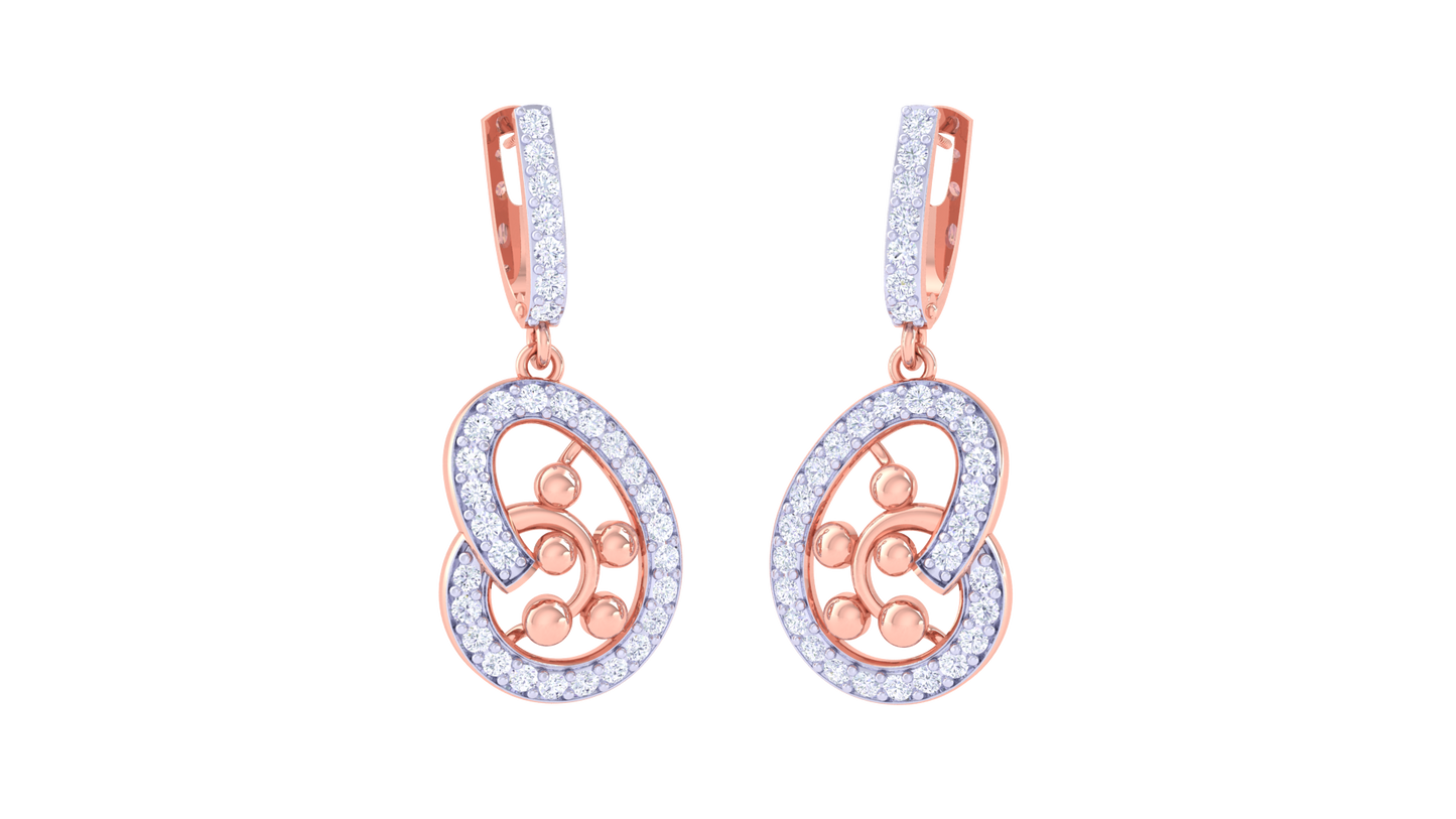 Ethereal Bloom Hoop Earrings With Triple Gold Orb - 0.66 Ct Shammering Diamonds