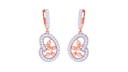 Ethereal Bloom Hoop Earrings With Triple Gold Orb - 0.66 Ct Shammering Diamonds