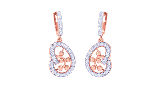 Ethereal Bloom Hoop Earrings With Triple Gold Orb - 0.66 Ct Shammering Diamonds