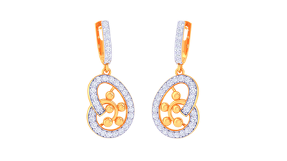 Ethereal Bloom Hoop Earrings With Triple Gold Orb - 0.66 Ct Shammering Diamonds