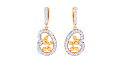 Ethereal Bloom Hoop Earrings With Triple Gold Orb - 0.66 Ct Shammering Diamonds