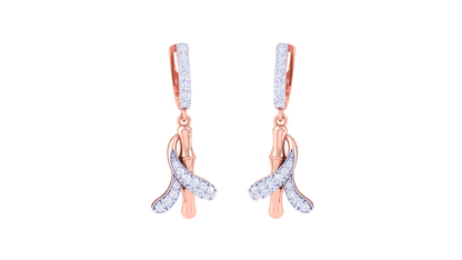 Ribbon Curve Hoop Earrings In Polished Gold - 0.37 Ct Diamonds