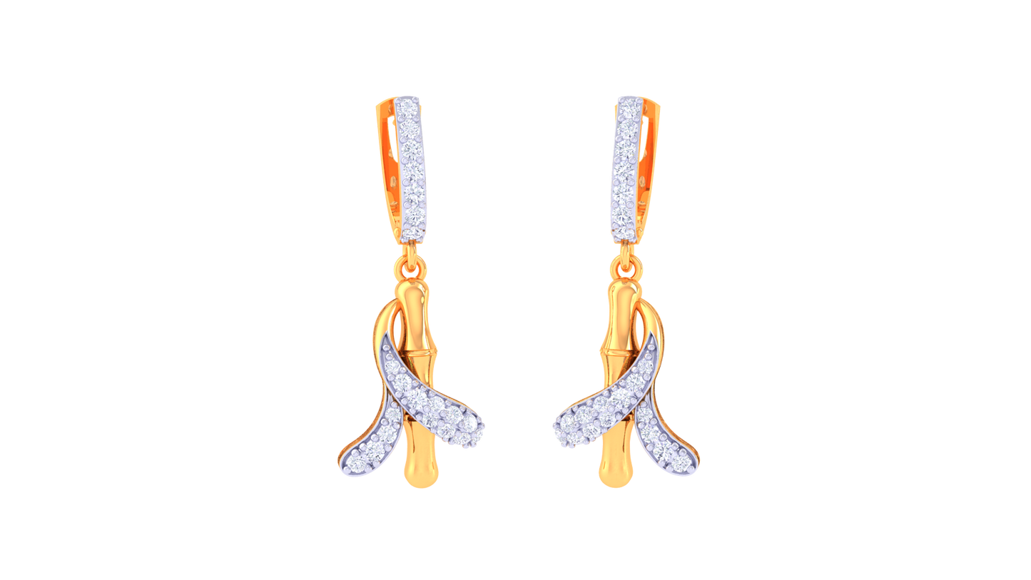 Ribbon Curve Hoop Earrings In Polished Gold - 0.37 Ct Diamonds