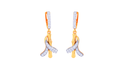 Ribbon Curve Hoop Earrings In Polished Gold - 0.37 Ct Diamonds