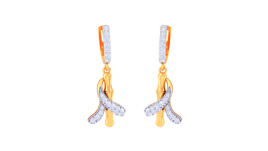 Ribbon Curve Hoop Earrings In Polished Gold - 0.37 Ct Diamonds
