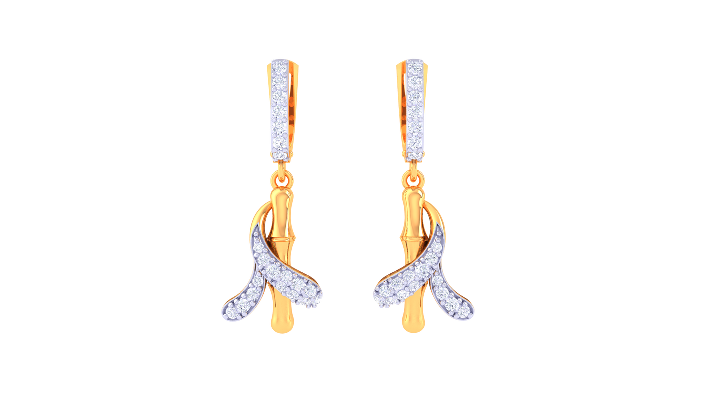 Ribbon Curve Hoop Earrings In Polished Gold - 0.37 Ct Diamonds