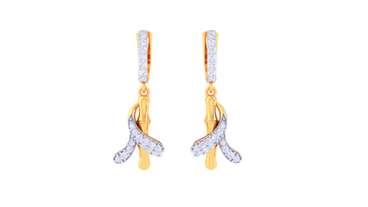 Ribbon Curve Hoop Earrings In Polished Gold - 0.37 Ct Diamonds