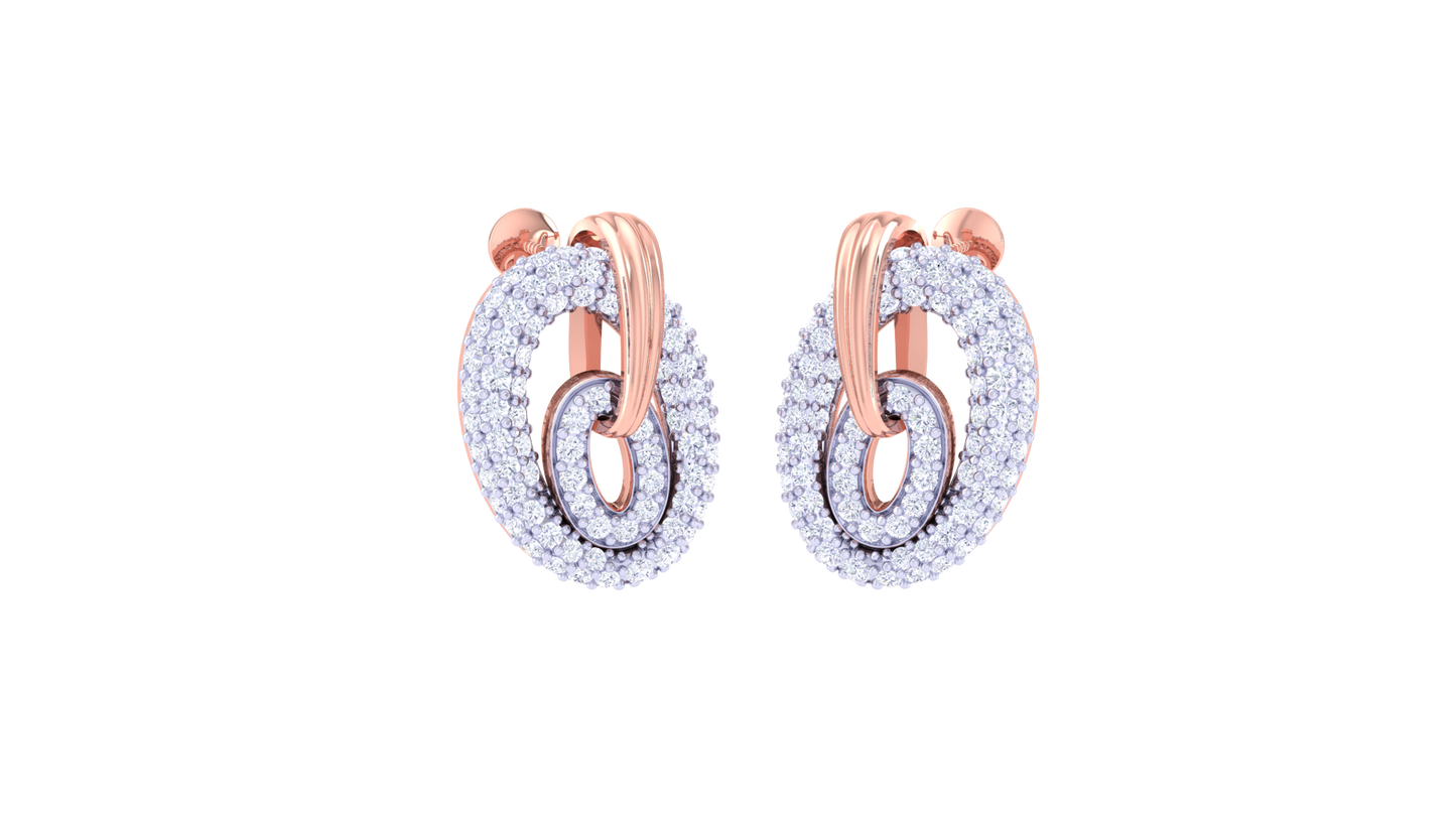 Interlinked Radiance Diamond Stud Earrings In Gold – 1.40 Ct Brilliant Cut