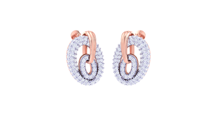 Interlinked Radiance Diamond Stud Earrings In Gold – 1.40 Ct Brilliant Cut