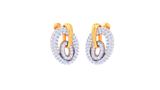 Interlinked Radiance Diamond Stud Earrings In Gold – 1.40 Ct Brilliant Cut