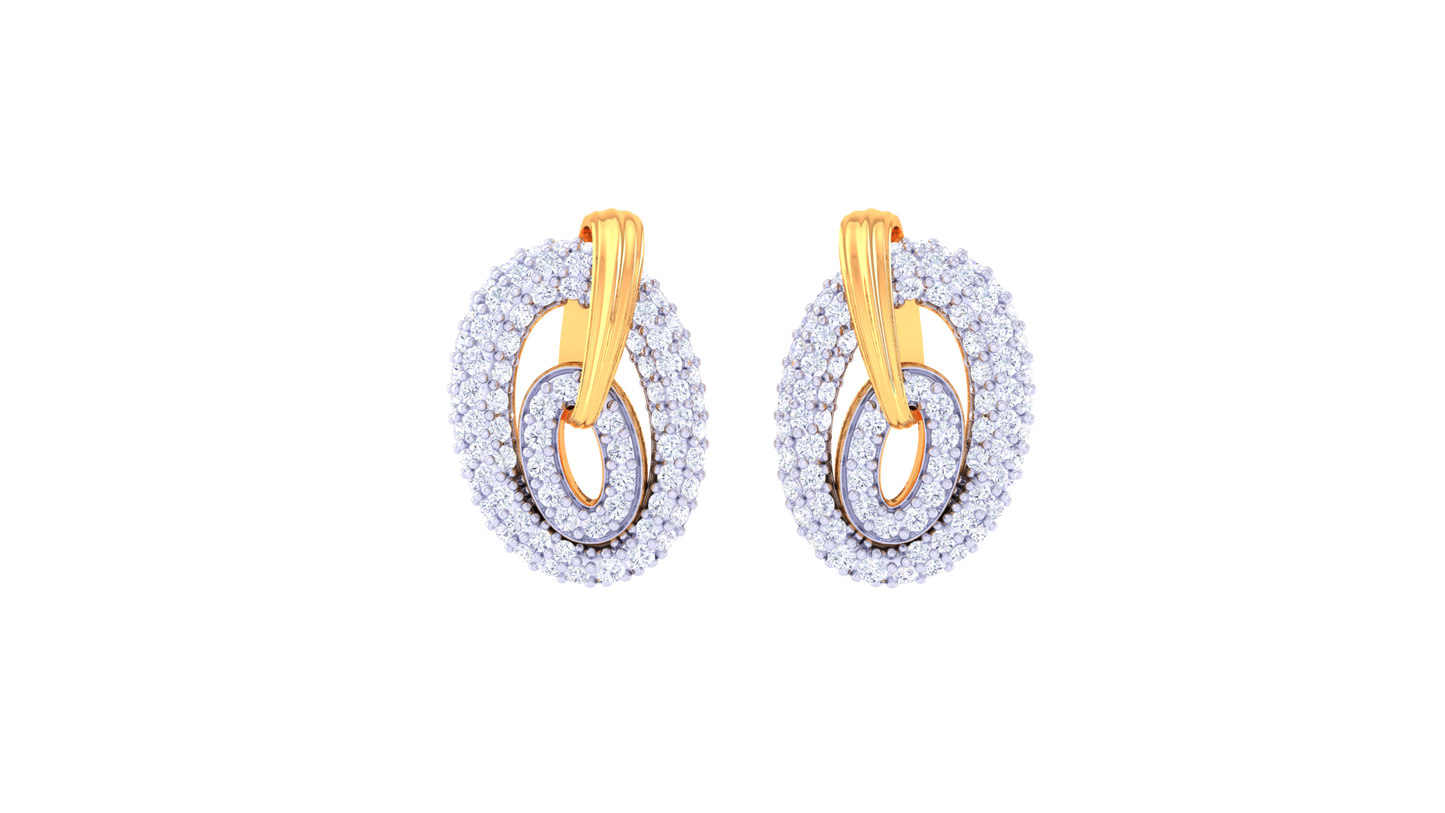 Interlinked Radiance Diamond Stud Earrings In Gold – 1.40 Ct Brilliant Cut