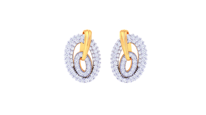 Interlinked Radiance Diamond Stud Earrings In Gold – 1.40 Ct Brilliant Cut