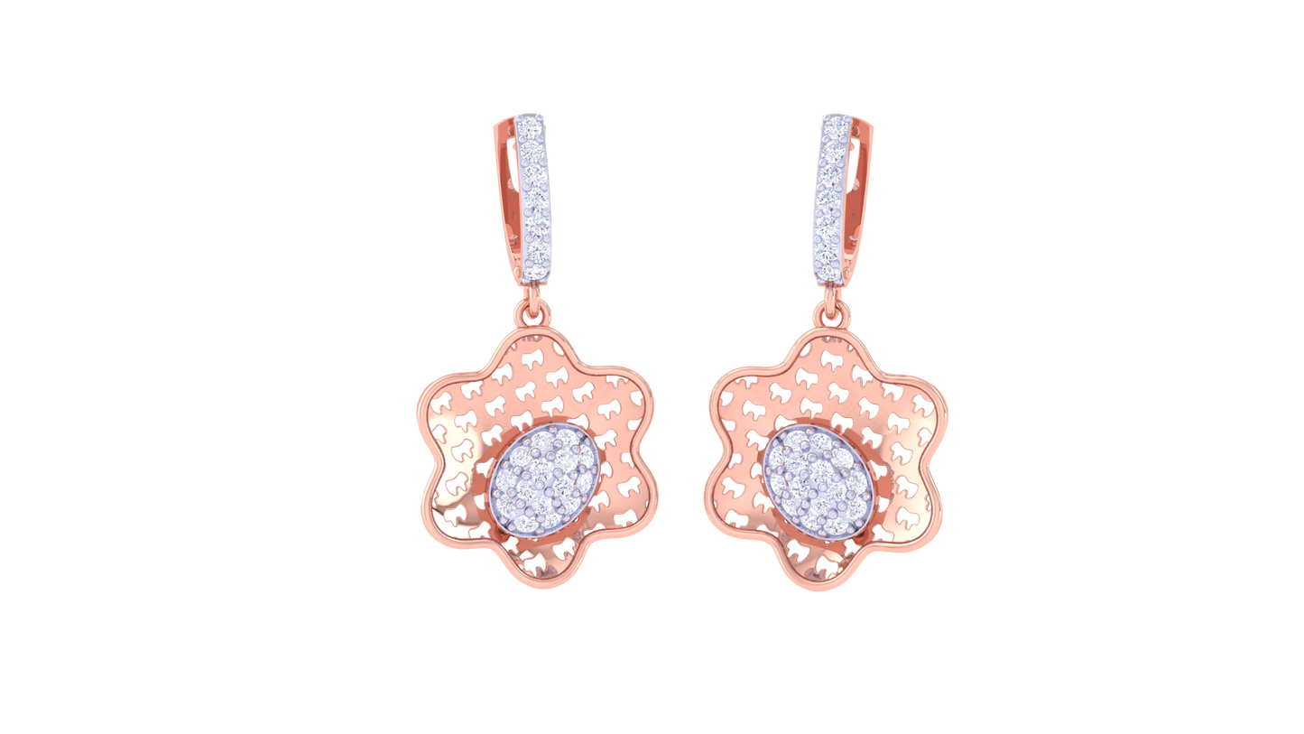 Starlight Cluster Hoop Earrings In Gold – 0.50 Ct Sparking Diamond