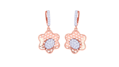 Starlight Cluster Hoop Earrings In Gold – 0.50 Ct Sparking Diamond