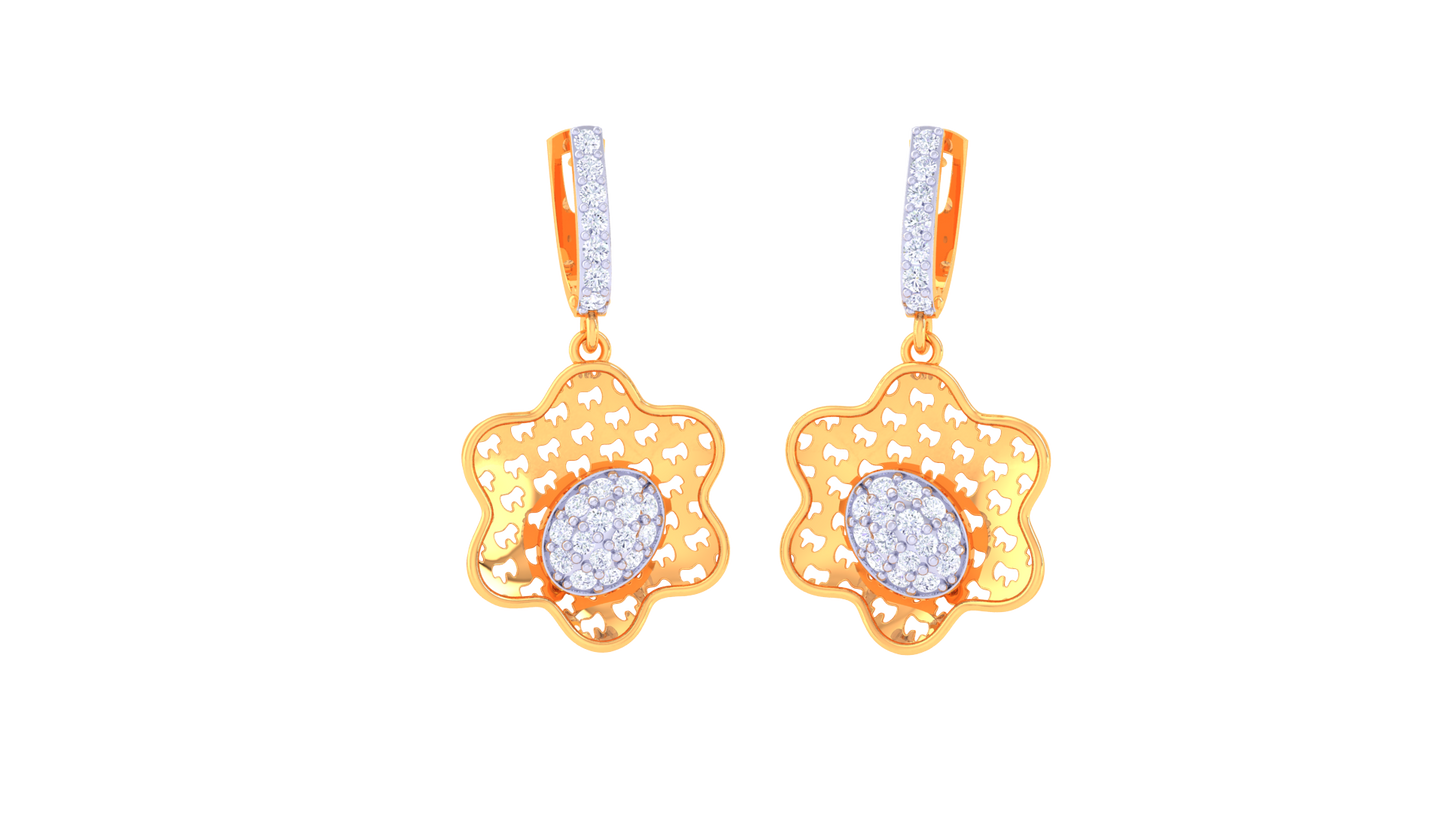 Starlight Cluster Hoop Earrings In Gold – 0.50 Ct Sparking Diamond