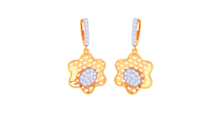 Starlight Cluster Hoop Earrings In Gold – 0.50 Ct Sparking Diamond