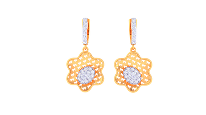 Starlight Cluster Hoop Earrings In Gold – 0.50 Ct Sparking Diamond