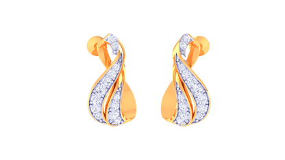 Flame Curve Stud Earrings In Dual Tone - 0.27 Ct Diamond Highlights