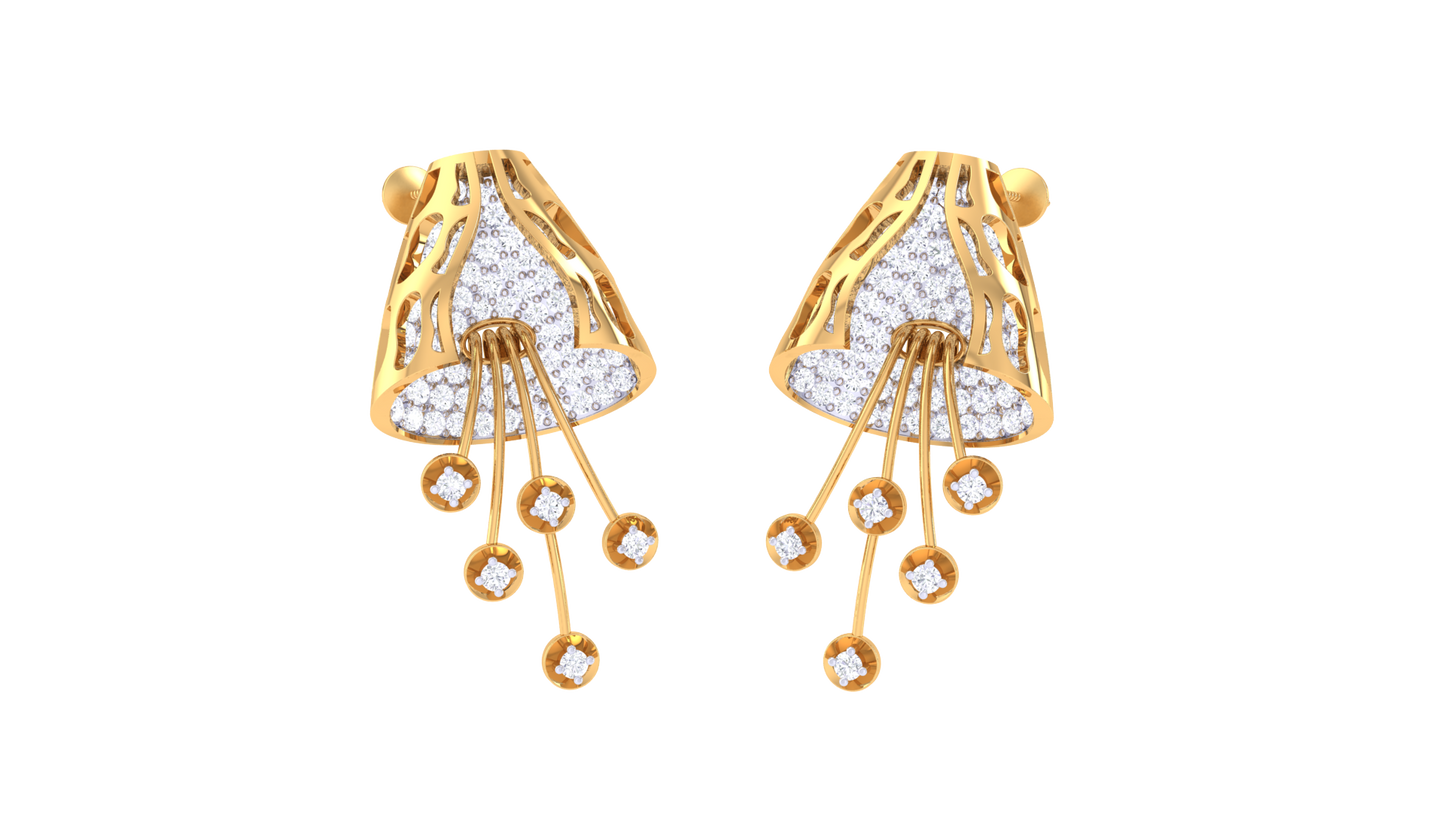 Cascading Cone Drop Earrings In Gold – 1.57 Ct Diamonds