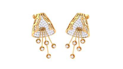 Cascading Cone Drop Earrings In Gold – 1.57 Ct Diamonds