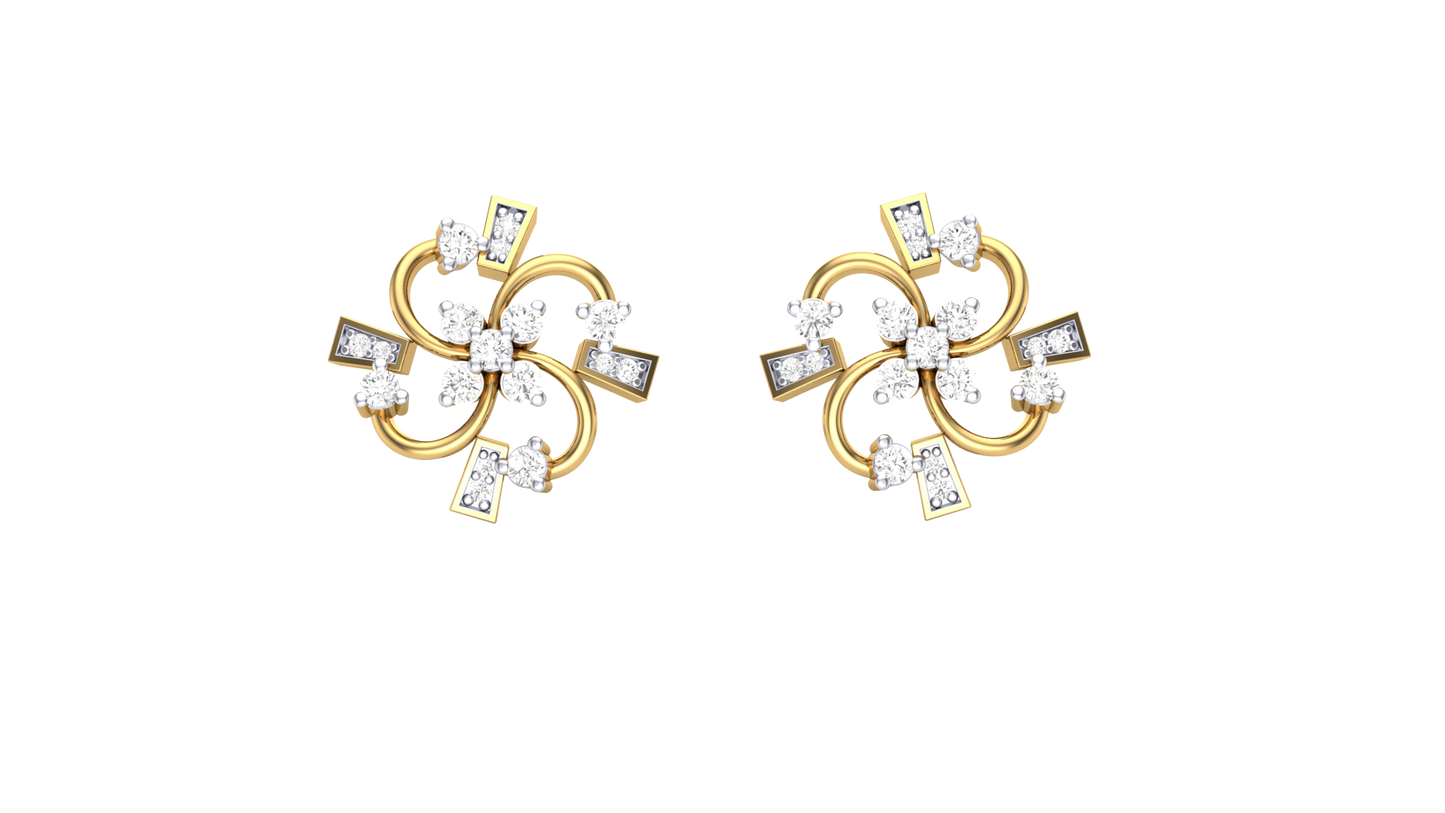 Starligt Bloom Stud Earrings In Yellow Gold - 0.45 Ct Round Cut Diamonds