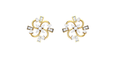 Starligt Bloom Stud Earrings In Yellow Gold - 0.45 Ct Round Cut Diamonds