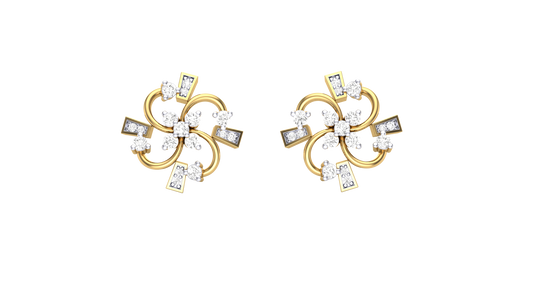 Starligt Bloom Stud Earrings In Yellow Gold - 0.45 Ct Round Cut Diamonds