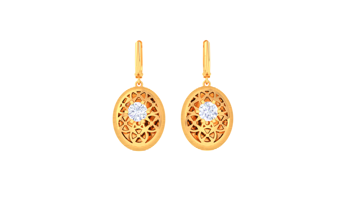 Floral Filigree Elegance Rose Gold Hoop Earrings  - 0.64 Ct Luminous Diamond