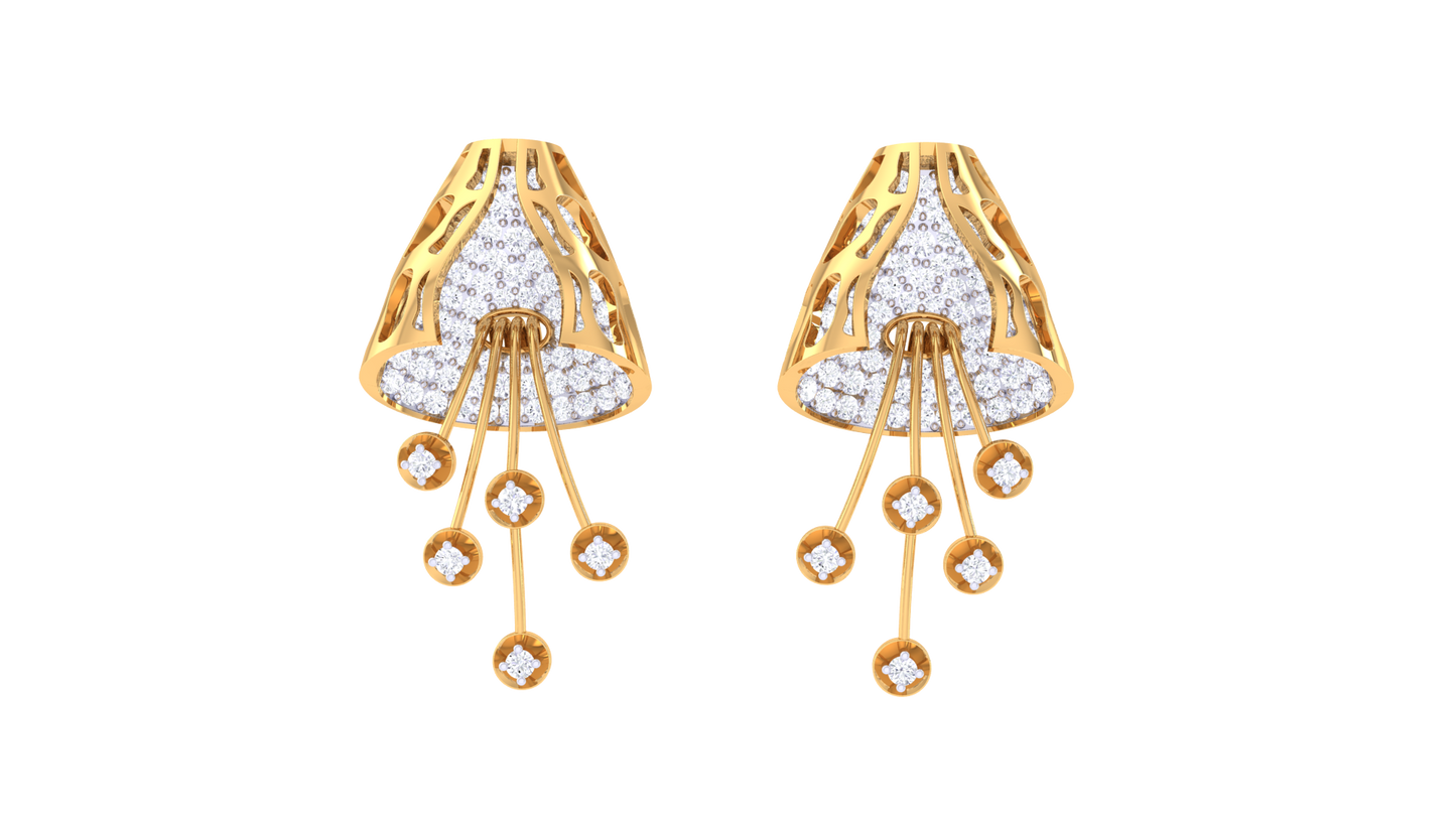 Cascading Cone Drop Earrings In Gold – 1.57 Ct Diamonds
