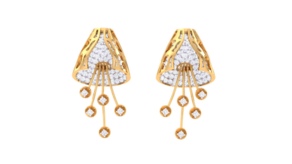 Cascading Cone Drop Earrings In Gold – 1.57 Ct Diamonds