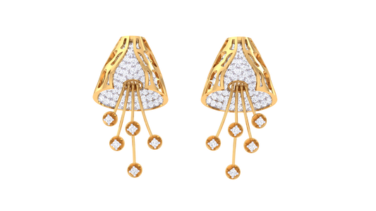 Cascading Cone Drop Earrings In Gold – 1.57 Ct Diamonds