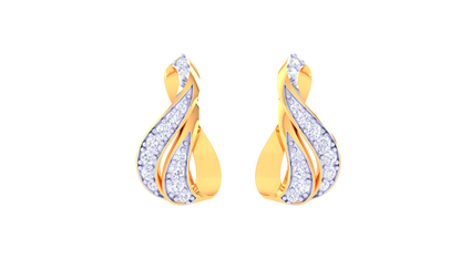 Flame Curve Stud Earrings In Dual Tone - 0.27 Ct Diamond Highlights