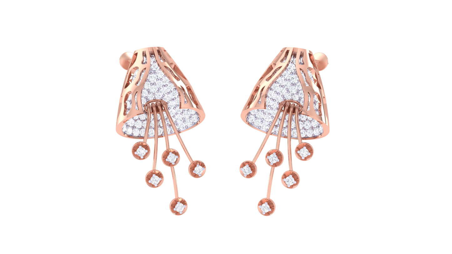 Cascading Cone Drop Earrings In Gold – 1.57 Ct Diamonds