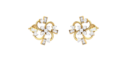 Starligt Bloom Stud Earrings In Yellow Gold - 0.45 Ct Round Cut Diamonds